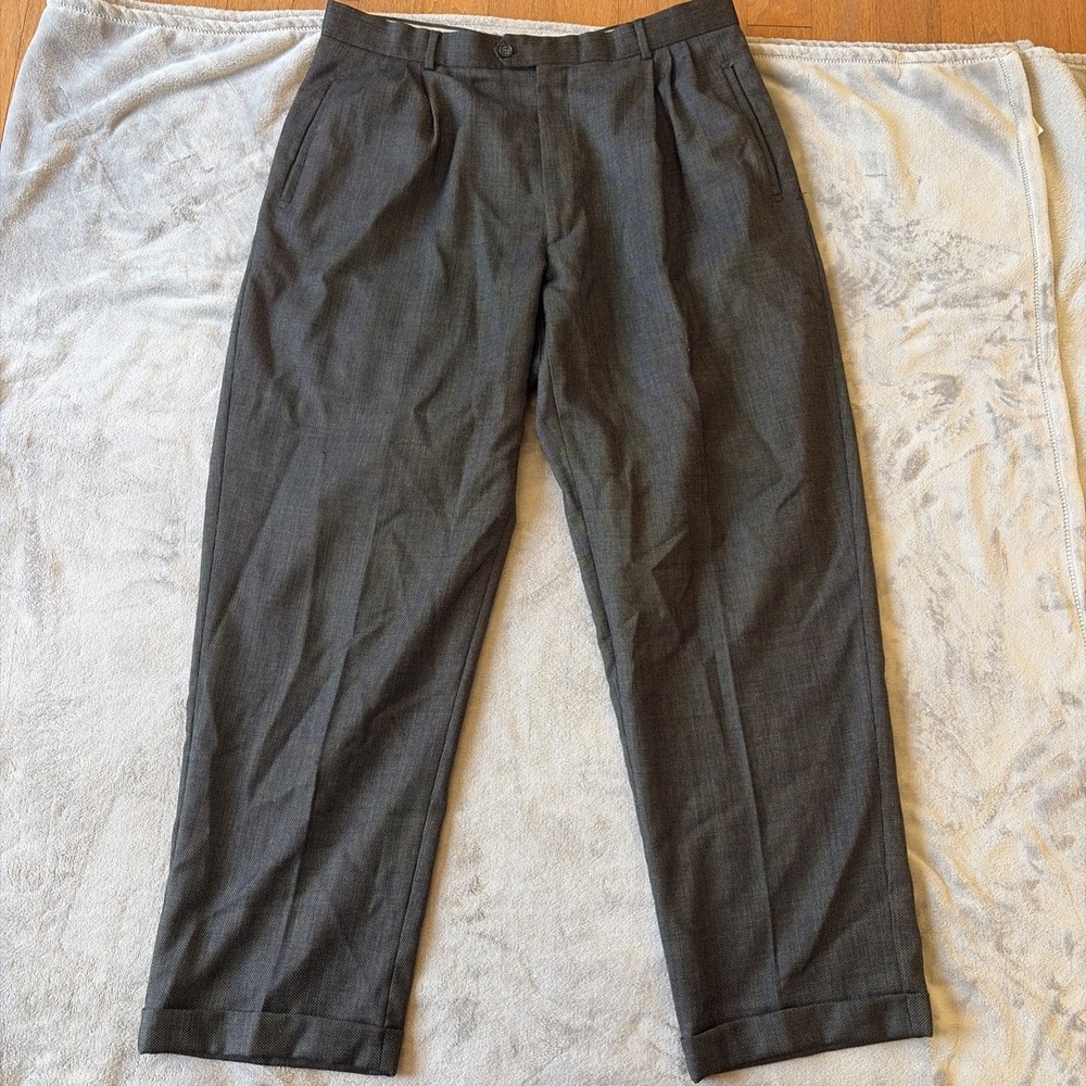 Lanificio d' Adorno Super 100 Wool Dress Pants Mens 38x31 Charcoal Made In Italy